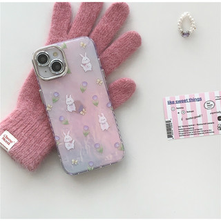 Ốp Điện Thoại imd Hình Hoa Tulip Và Thỏ Cho iphone15 15pro 15promax 14 13 12 11 14promax 13pro 12pro 13pm