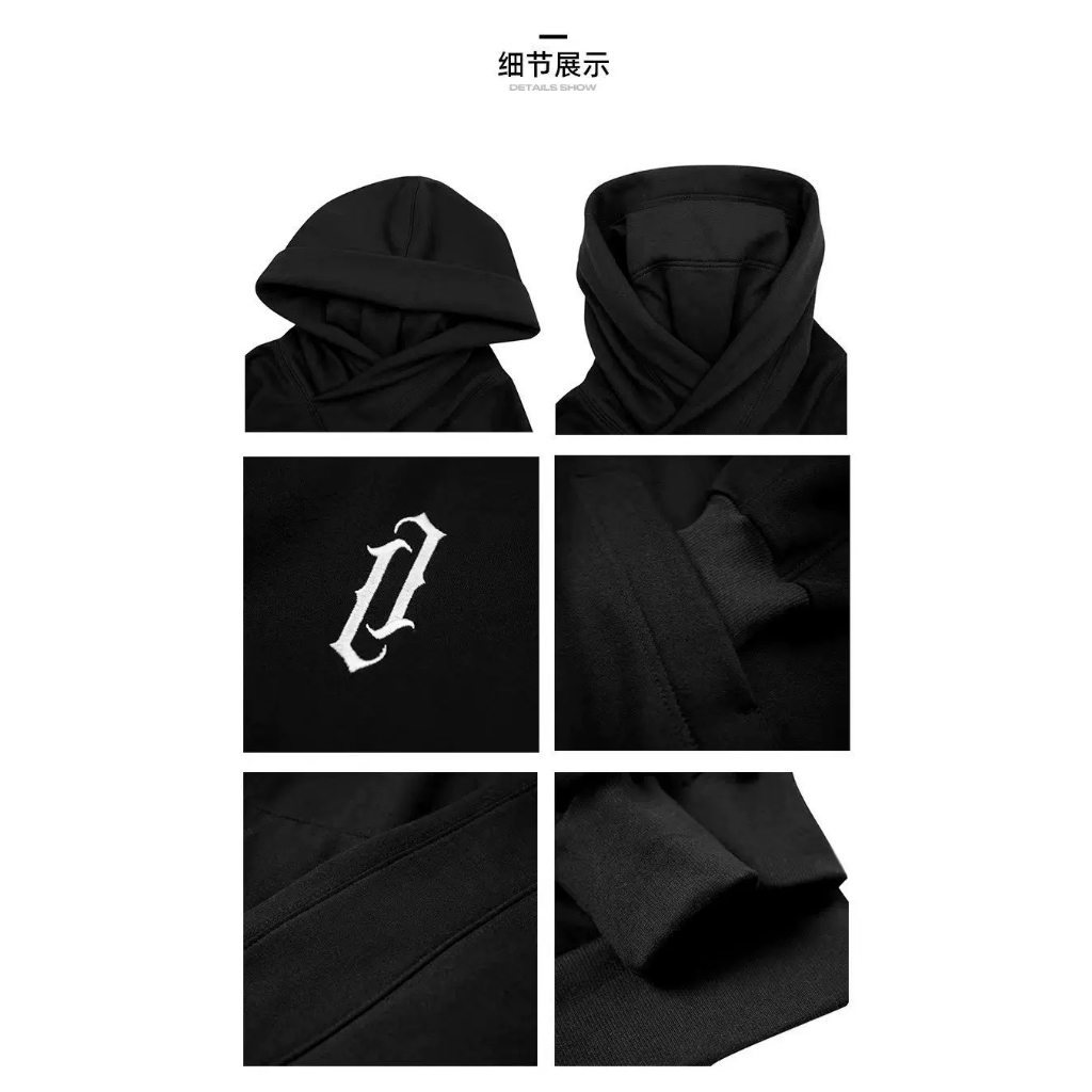 YIPINYOUYOU Áo Hoodie Cổ Cao Dáng Rộng Thêu Họa Tiết Phong Cách hip hop Thời Trang Thu Đông Cho Nam