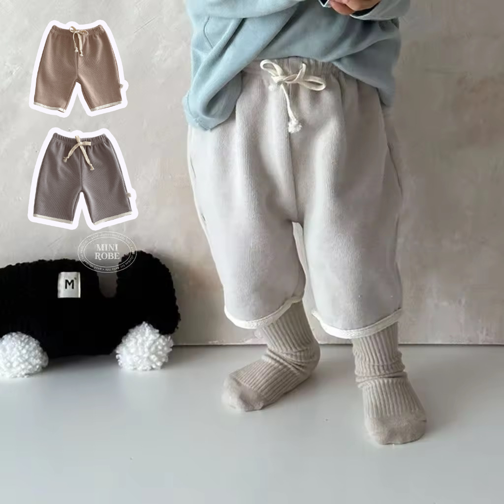 Quần Short Vải cotton Trơn Phối Dây Rút Thời Trang Hàn Quốc Cho Bé Trai 0-3 Tuổi