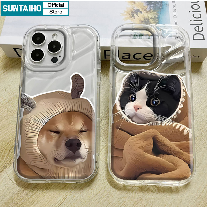 Suntaiho Ốp Điện Thoại tpu Mềm Cao Cấp Chống Sốc In Hình Chó / Mèo Cho iphone 15 14 12 13 11 pro max ip 7 8 plus x xr xs max