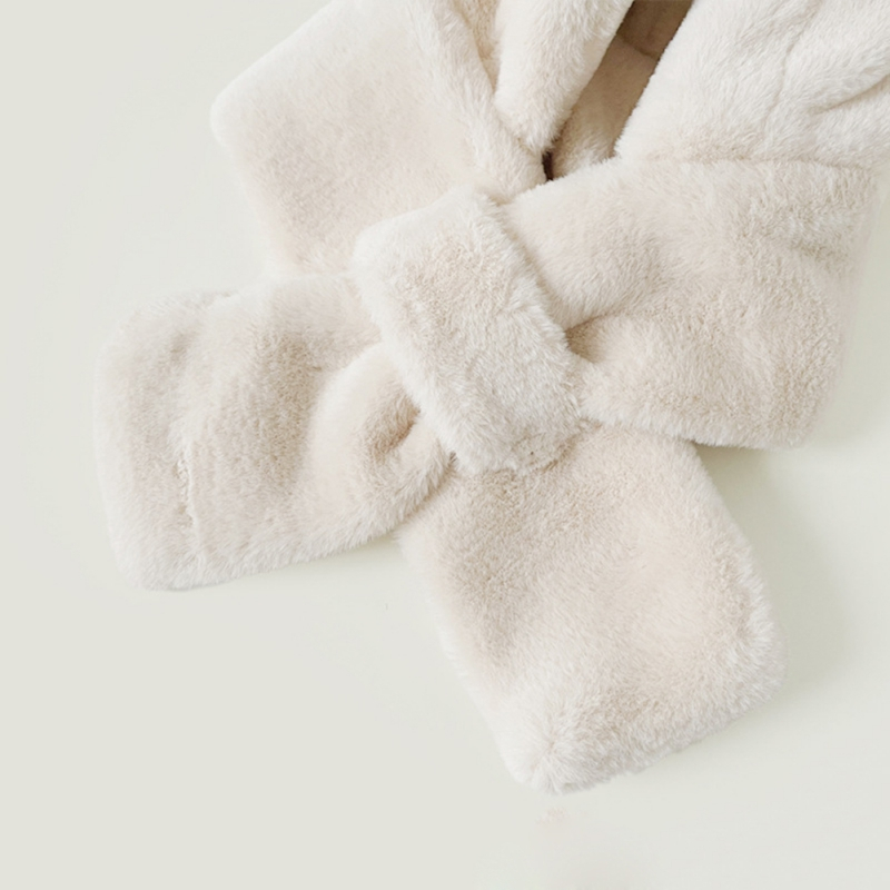 Mũ Trùm Đầu Kiêm Khăn Choàng Lông Dày Dặn Giữ Ấm Tai Hình Gấu Nhỏ one piece Dễ Thương