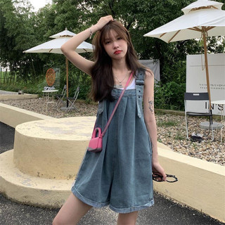 🔥có hàng sẵn🔥yếm váy jean Quần Short Yếm Ống Rộng Phong Cách Hàn Quốc Cổ Điển Thời Trang Mùa Hè Dành Cho Nữ