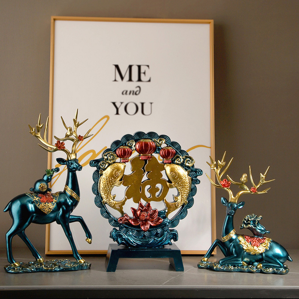 LOVIVER Set 3 Tượng Hươu Xinh Xắn Dùng Để Trang Trí Nội Thất ặp Hươu Trang Trí Phong Cách Châu Âu Hiện Đại Đơn Giản Sang Trọng