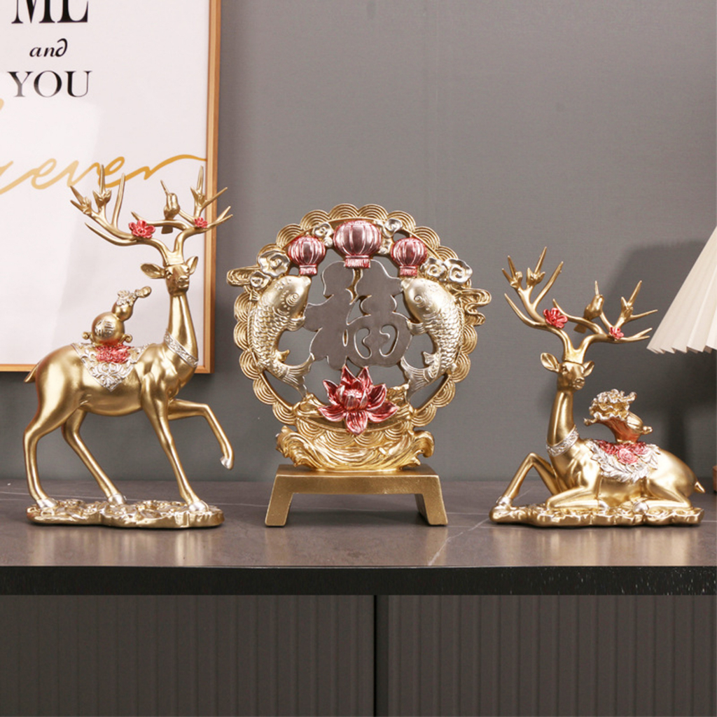 LOVIVER Set 3 Tượng Hươu Xinh Xắn Dùng Để Trang Trí Nội Thất ặp Hươu Trang Trí Phong Cách Châu Âu Hiện Đại Đơn Giản Sang Trọng