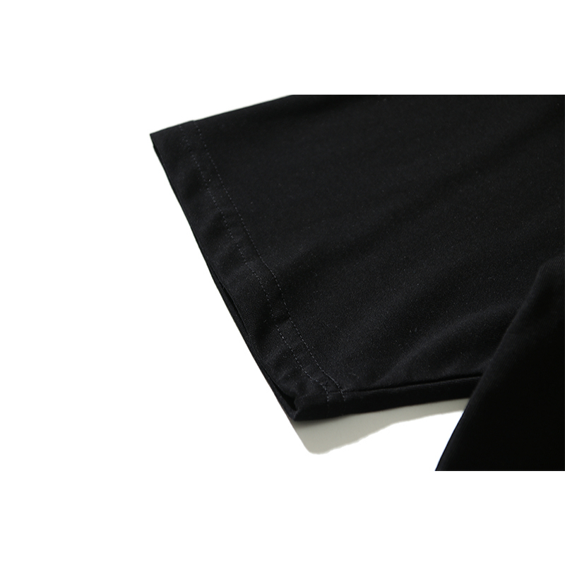 Áo Thun Đen Tay Ngắn Dáng Rộng Thêu Họa Tiết Kiểu Đường Phố Cá Tính Cho Nam Và Nữ