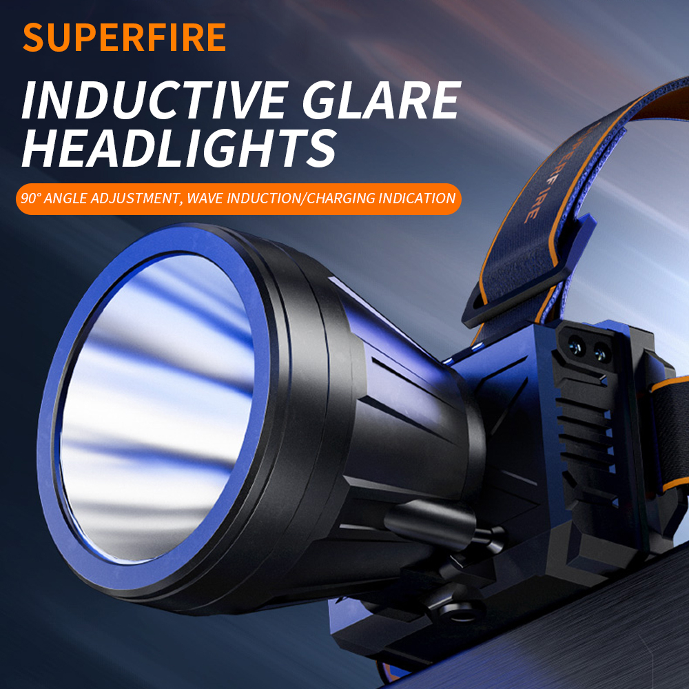 Đèn Pin Đội Đầu hl82 Siêu Sáng Sạc usb-c Dùng Pin 18650