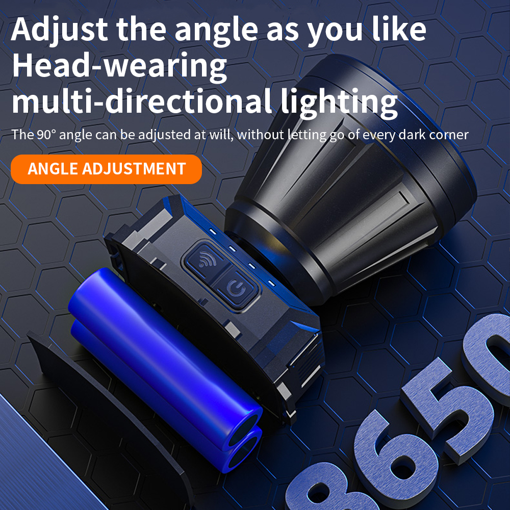 Đèn Pin Đội Đầu hl82 Siêu Sáng Sạc usb-c Dùng Pin 18650