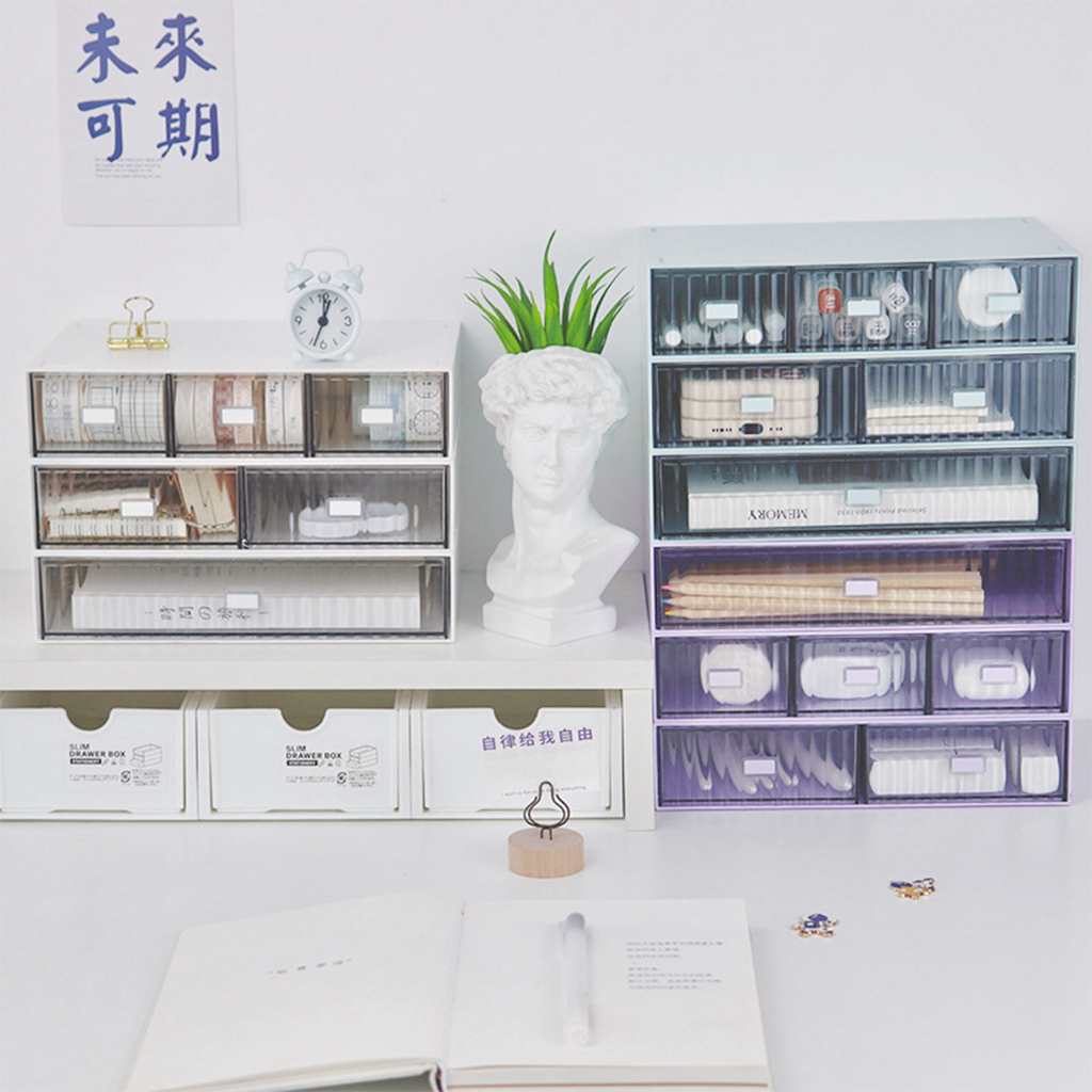 Mauno. Ngăn kéo máy tính để bàn Tổ chức chống nước Nhựa bụi Kết hợp DIY Nhiều lớp Hộp đựng ngăn có thể xếp chồng lên nhau
