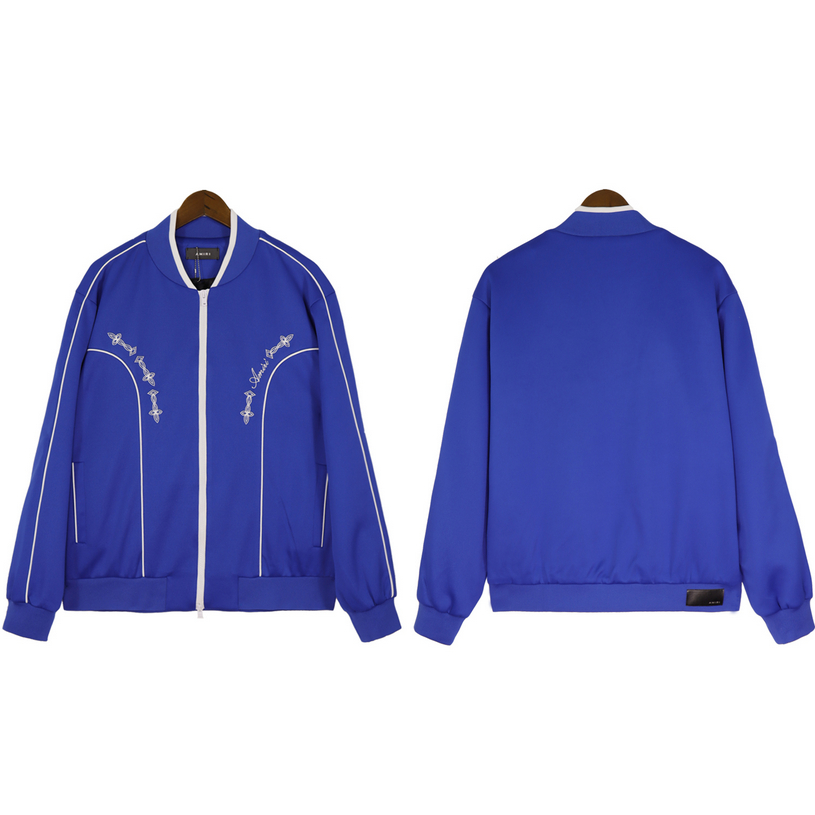 Amiri Áo Khoác Thể Thao Phối Khóa Kéo Thời Trang Năng Động Cho Nam