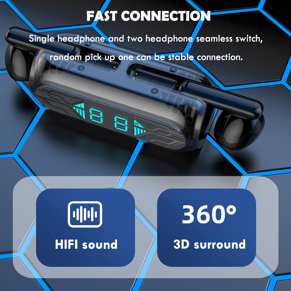 Ezra Tai Nghe Nhét Tai bluetooth Không Dây Siêu Dài Chống Ồn Màn Hình Kỹ Thuật Số Phong Cách Thể Thao