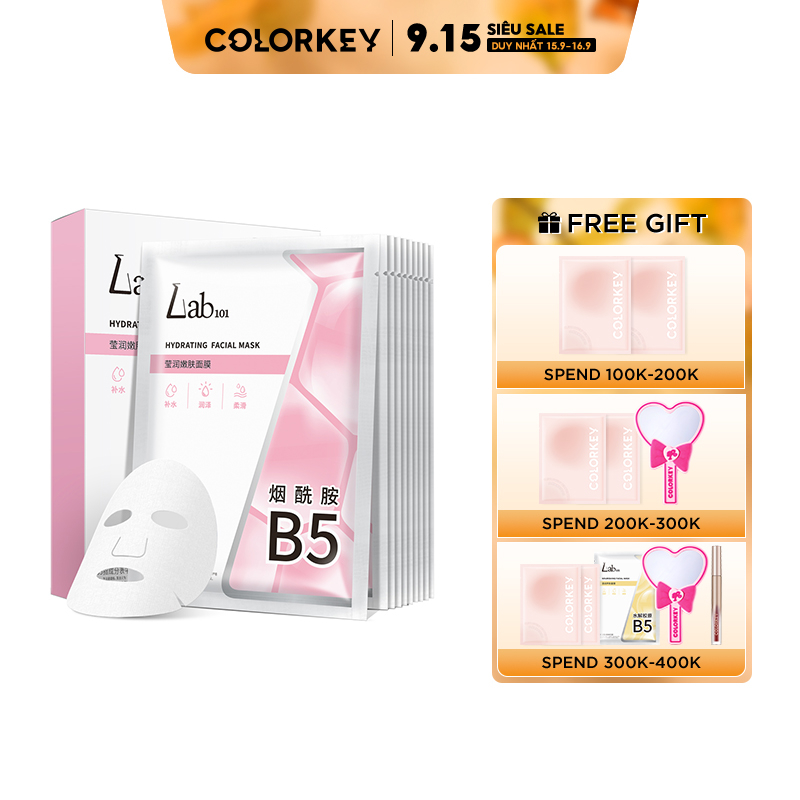 Mặt nạ Lab101 collagen niacinamide hydrolyzed chăm sóc B5 dành cho da khô Colorkey 10 miếng trong một hộp | BigBuy360 - bigbuy360.vn