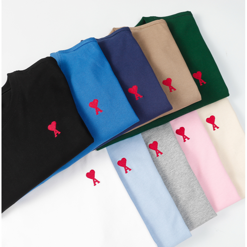 Áo Thun cotton 260g Tay Ngắn Cổ Tròn Thêu Họa Tiết Thủ Công Phong Cách Đường Phố Cho Nam Và Nữ