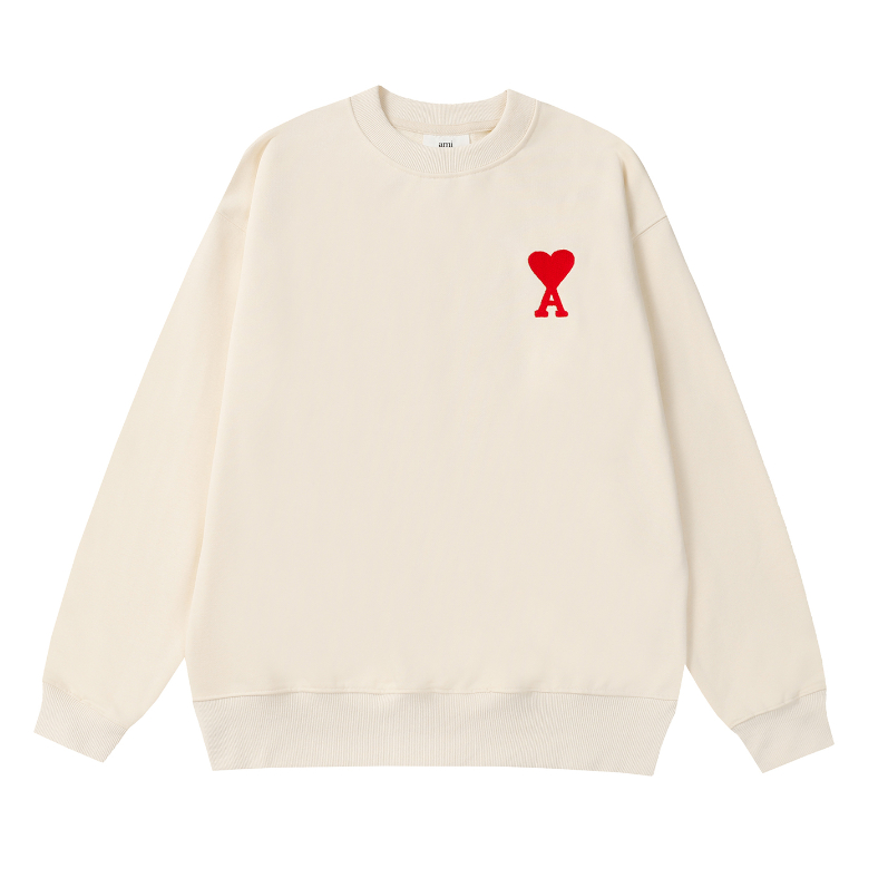 Áo Sweater Dệt Kim Tay Dài Cổ Tròn In Hình Trái Tim 360g Thời Trang Đường Phố Cho Nam Và Nữ