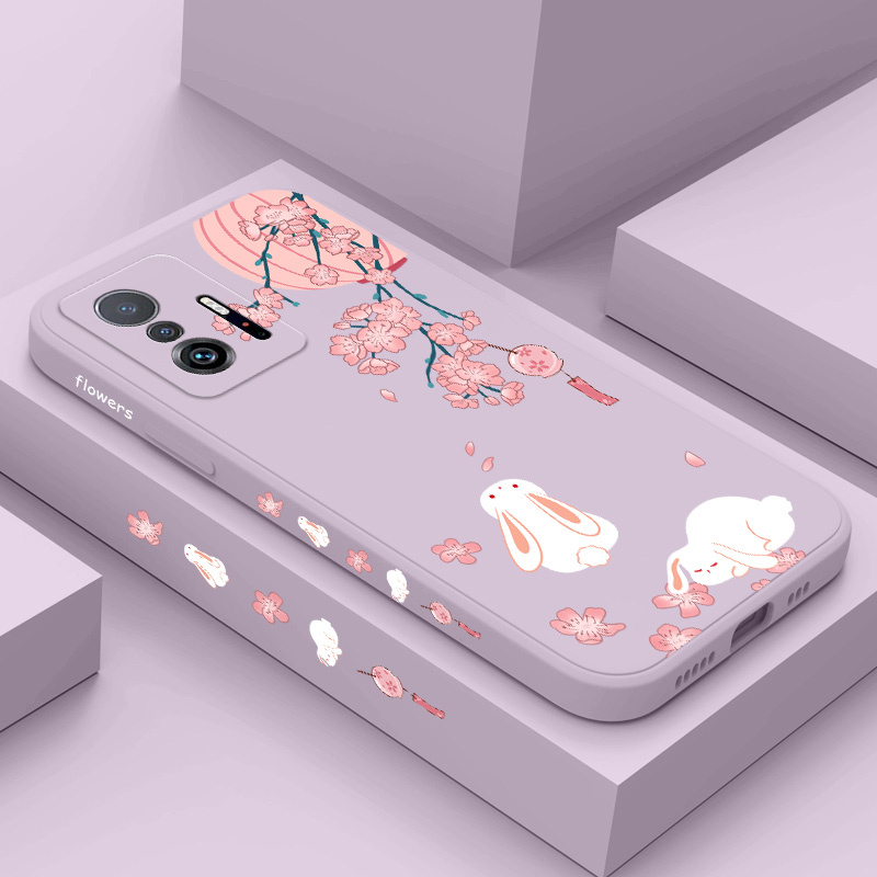 Ốp Điện Thoại Mềm Hình Thỏ Hồng Đào Cho xiaomi mi 13t 12t 11t 10t pro lite mi 9t pro 5g