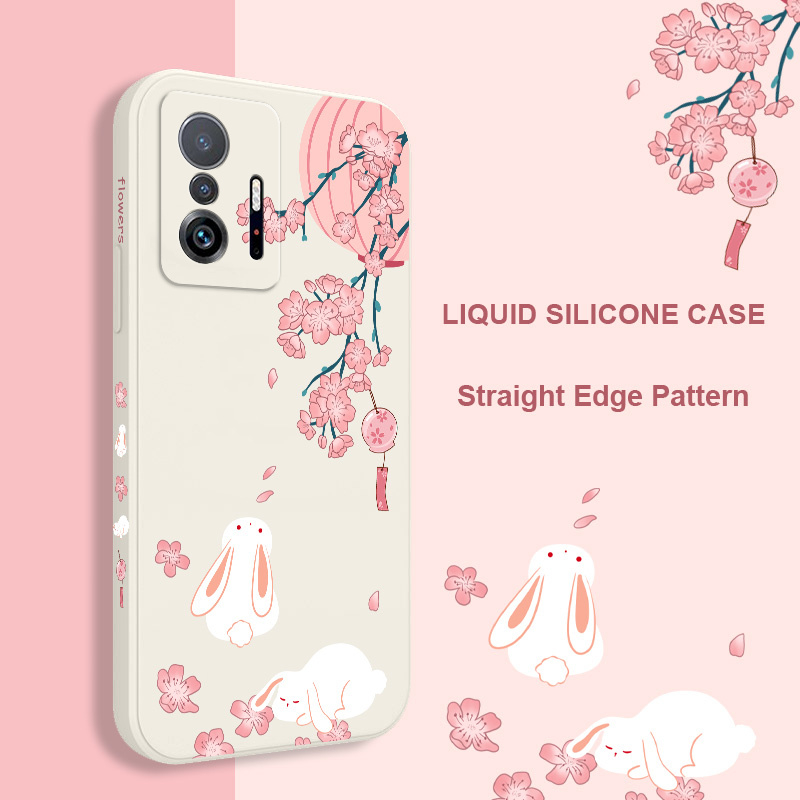 Ốp Điện Thoại Mềm Hình Thỏ Hồng Đào Cho xiaomi mi 13t 12t 11t 10t pro lite mi 9t pro 5g