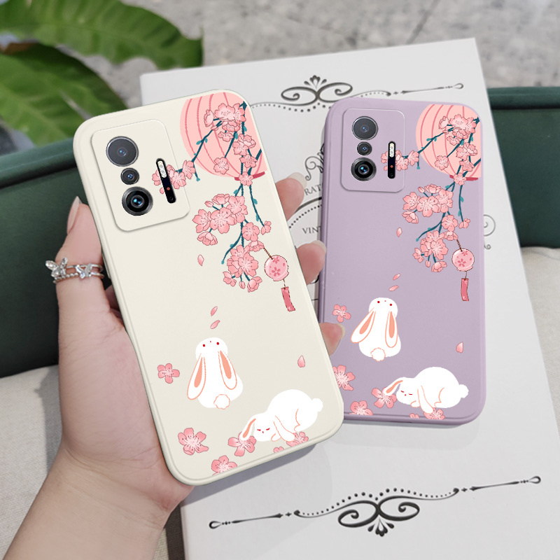 Ốp Điện Thoại Mềm Hình Thỏ Hồng Đào Cho xiaomi mi 13t 12t 11t 10t pro lite mi 9t pro 5g