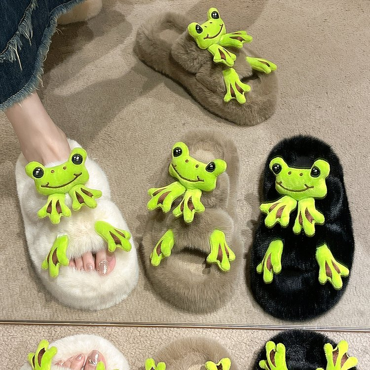 Dép Bông Đi Trong Nhà Họa Tiết Hoạt Hình Dễ Thương Thời Trang Thu Đông 2023 Cho Nữ