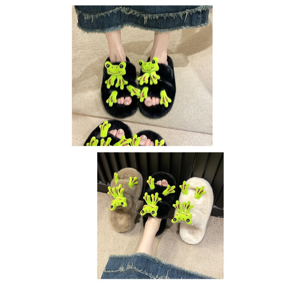 Dép Bông Đi Trong Nhà Họa Tiết Hoạt Hình Dễ Thương Thời Trang Thu Đông 2023 Cho Nữ