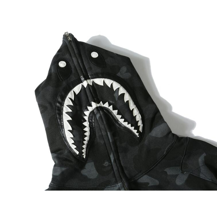 Bape Áo Khoác hoodie Vải cotton In Họa Tiết Phối Khóa Kéo Cá Tính
