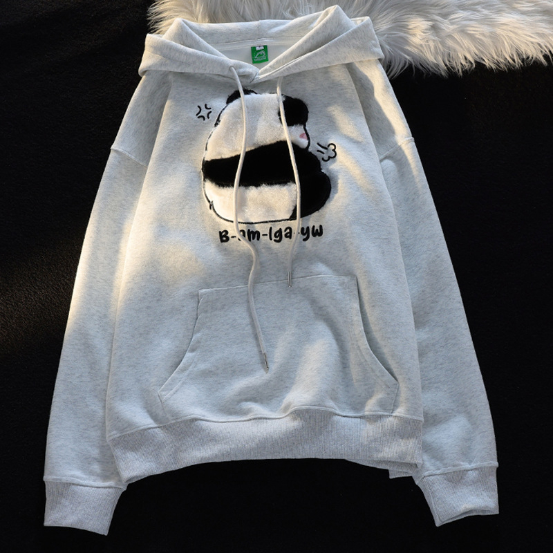 HUIZUMEI  Áo Hoodie Ba Chiều Thêu Họa Tiết Cho Nữ