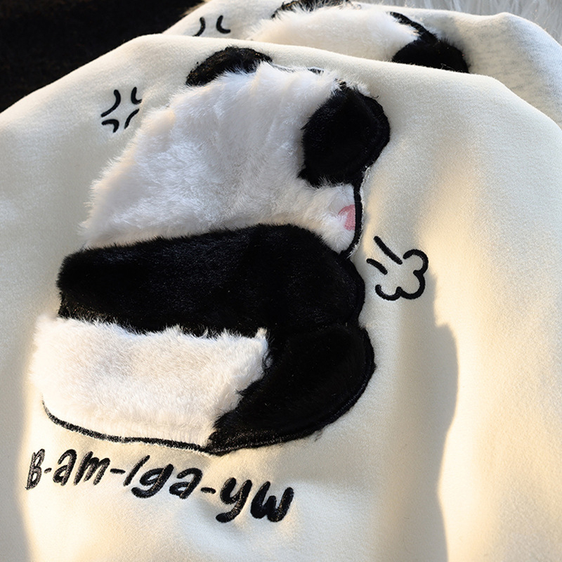 HUIZUMEI  Áo Hoodie Ba Chiều Thêu Họa Tiết Cho Nữ