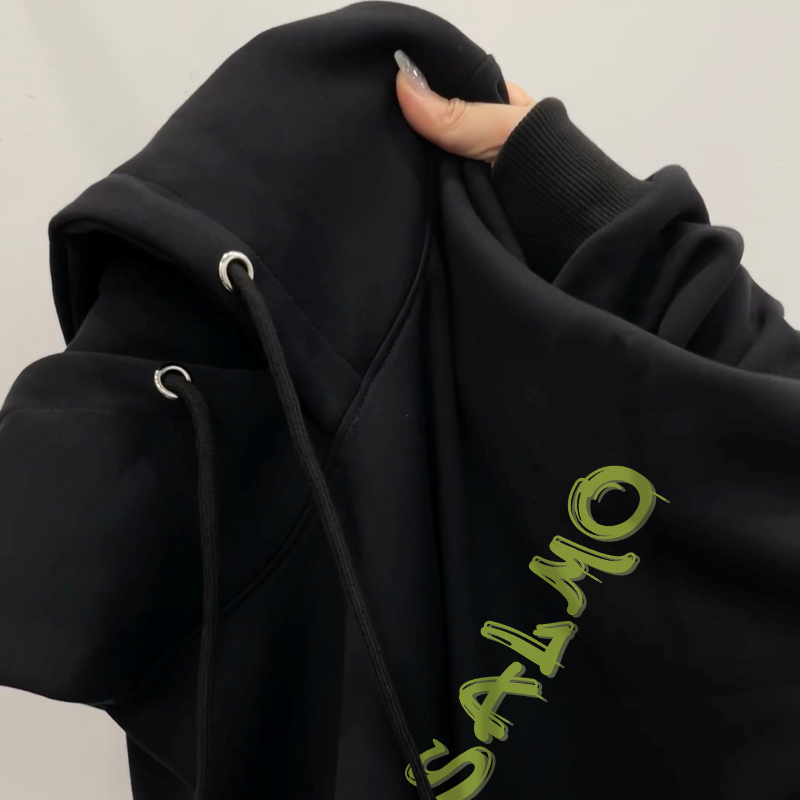 Áo hoodie nữ đen bigsize local brand SALMO unisex 100%Cotton