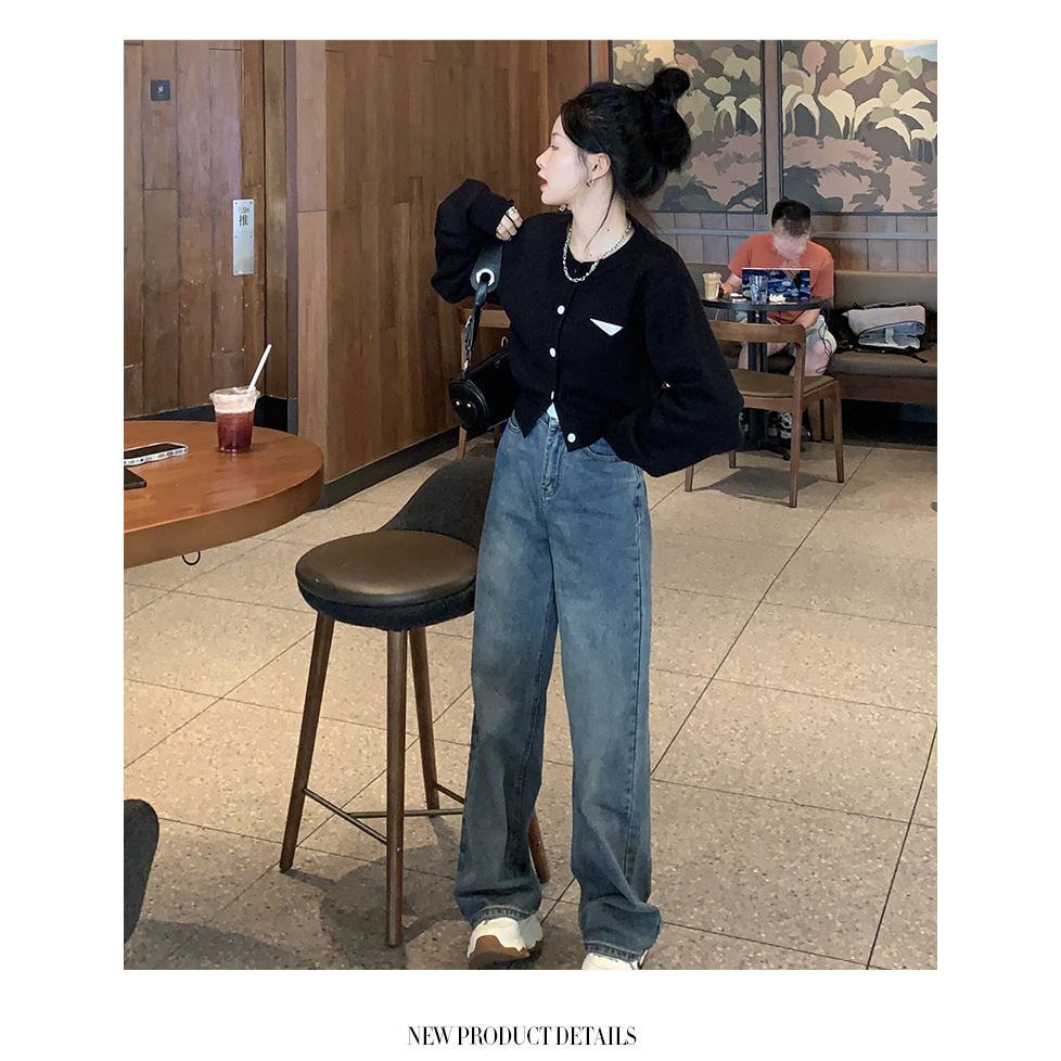 NUZIRO Áo sweater Dệt Kim Mỏng Tay Dài Cổ Tròn Dáng Rộng Phong Cách Hàn Quốc Thời Trang Cho Nữ