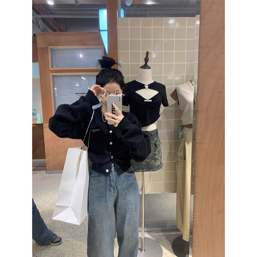 Porozi Áo Sơ Mi Dệt Kim Tay Dài Màu Trơn Cài Nút Thời Trang Mùa Thu Phong Cách Hàn Quốc Cho Nữ