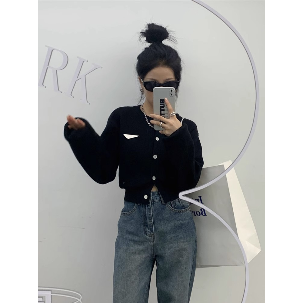 Porozi Áo Sơ Mi Dệt Kim Tay Dài Màu Trơn Cài Nút Thời Trang Mùa Thu Phong Cách Hàn Quốc Cho Nữ