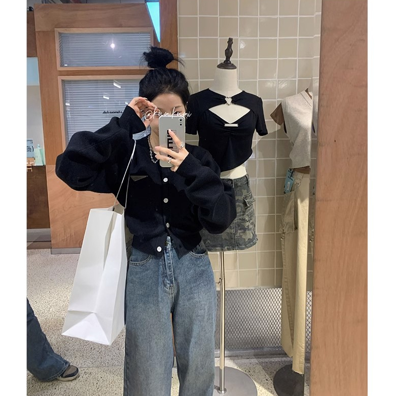 Porozi Áo Sơ Mi Dệt Kim Tay Dài Màu Trơn Cài Nút Thời Trang Mùa Thu Phong Cách Hàn Quốc Cho Nữ