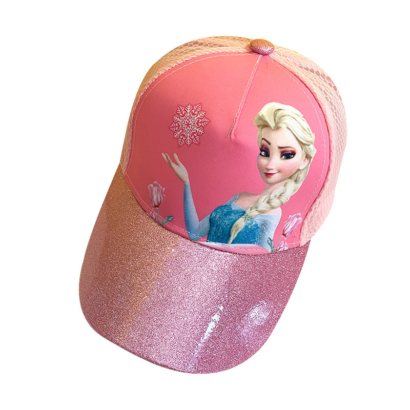 SUGE Công chúa băng giá Elsa Mũ cô gái đáng yêu Phim hoạt hình cho trẻ em Mũ bóng chày cho trẻ em Mũ chống nắng Hip Hop Mũ hoạt hình Sequins