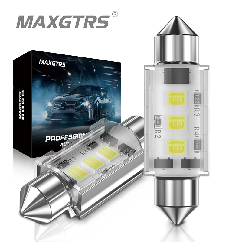 2 Đèn Led MAXGTRS 31 36 39 41mm C5W 3 SMD 3030 tự động không lỗi chất lượng cao cho xe hơi