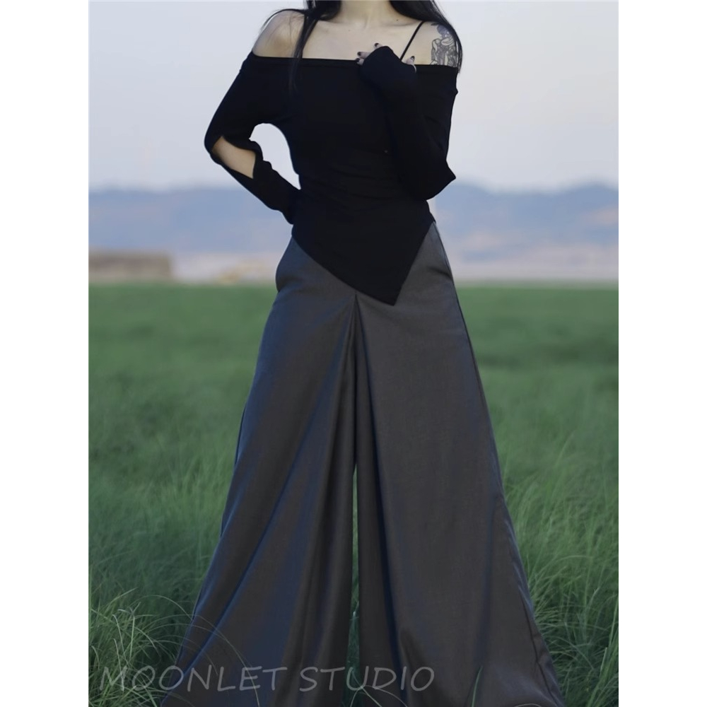 Áo Thun Tay Dài Trễ Vai Dáng Ôm Thời Trang Mùa Thu Cho Nữ ar