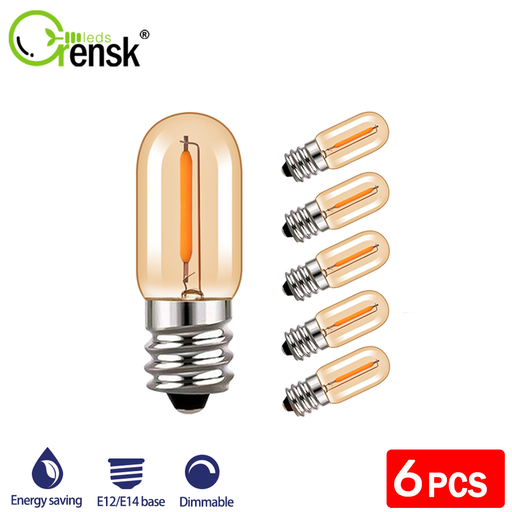 Bộ 6 Bóng Đèn led e12 e14 1w t16 mini Kiểu Cổ Điển Ánh Sáng Trắng Ấm Tiện Dụng