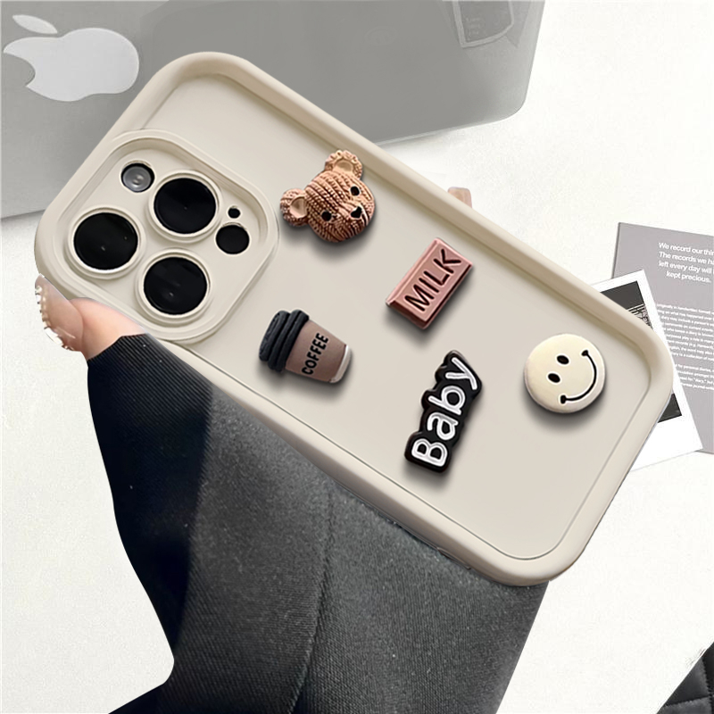 Ốp Điện Thoại Màu Trơn Hình Gấu 3d Cho oppo reno7z 5g reno8z 5g reno5 reno5pro reno6 5g reno7pro reno8 5g reno8pro 5g
