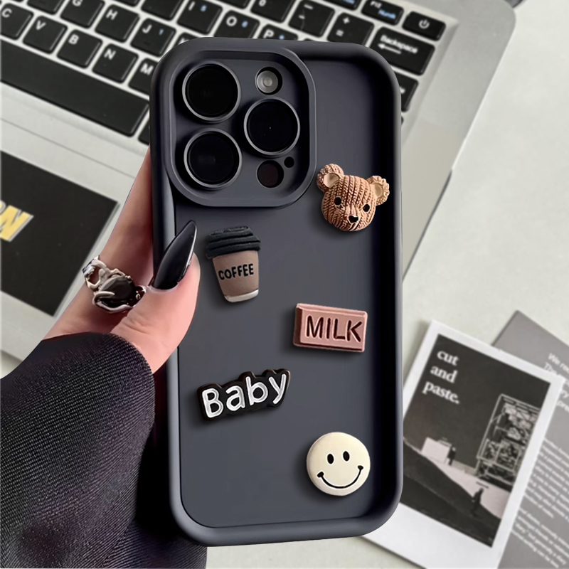 Ốp Điện Thoại Màu Trơn Hình Gấu 3d Cho oppo reno7z 5g reno8z 5g reno5 reno5pro reno6 5g reno7pro reno8 5g reno8pro 5g