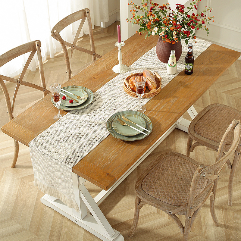 Khăn Trải Bàn Bằng Cotton Lanh Màu Sắc Tinh Khiết Chống Bụi Bẩn Trang Trí Nhà Hàng /