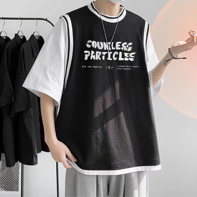 ✦AFFLIGA✦Áo Thun Nam Ngắn Tay In Chữ Phong Cách Hàn Quốc Thời Trang Cho Áo Phông Rộng Nữ Simple Bigsize Unisex T shirt