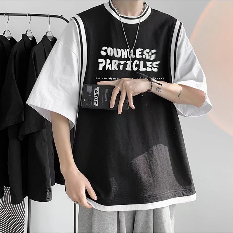 ✦AFFLIGA✦Áo Thun Nam Ngắn Tay In Chữ Phong Cách Hàn Quốc Thời Trang Cho Áo Phông Rộng Nữ Simple Bigsize Unisex T shirt