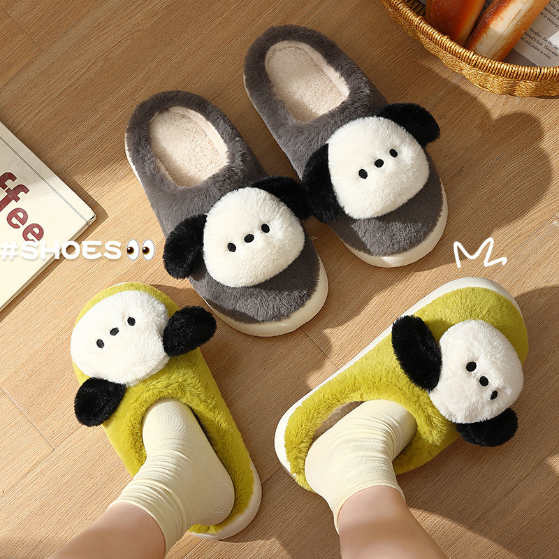 Dép Bông cotton Chống Trượt Hình Chú Chó Hoạt Hình Dễ Thương