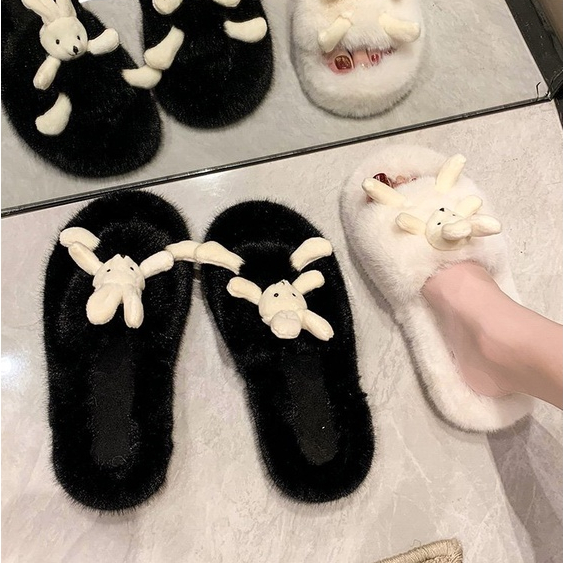 Dép Bông Dày Dặn Hình Thỏ Dễ Thương Thời Trang Thu Đông