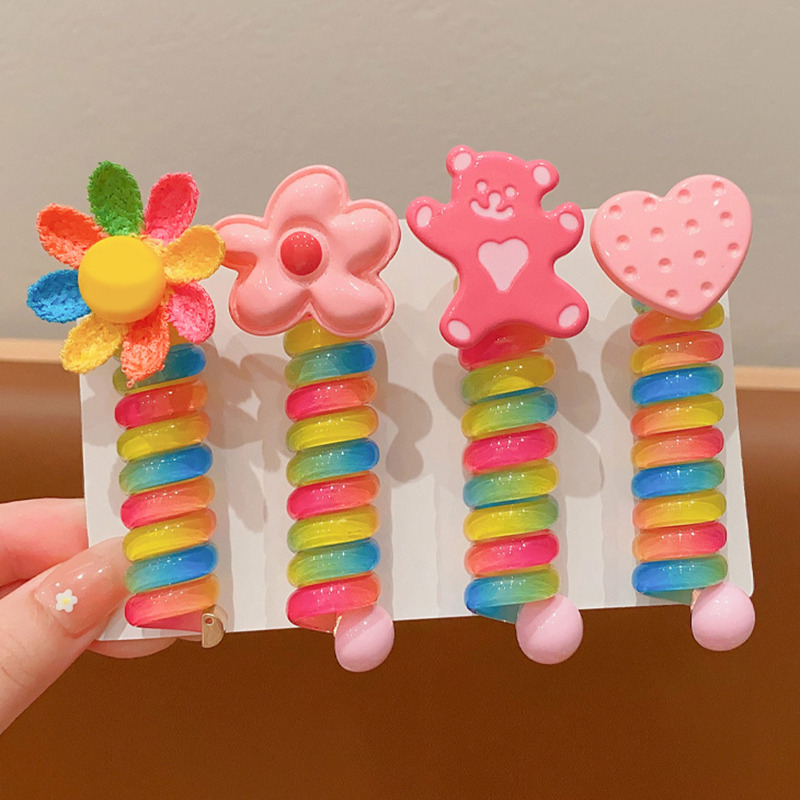 Kẹp Tóc Hình Nơ Phong Cách Hàn Quốc Ngọt Ngào Dành Cho Nữ/Mới Dây Cột Tóc Cao Su Hình Điện Thoại Màu Kẹo Dễ Thương Cho Bé Gái