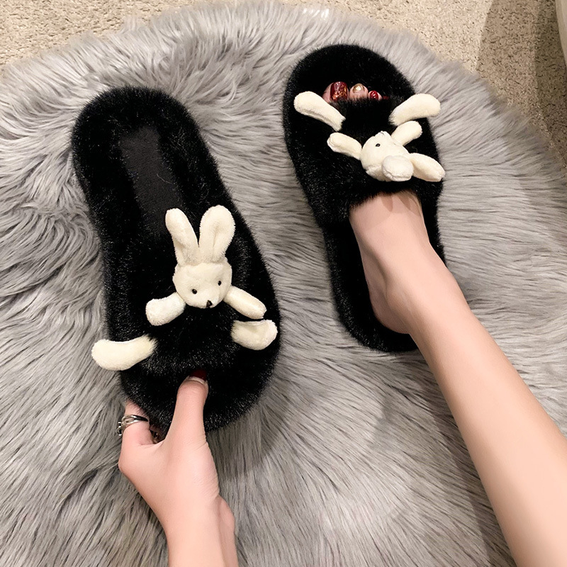 Dép Bông Dày Dặn Hình Thỏ Dễ Thương Thời Trang Thu Đông