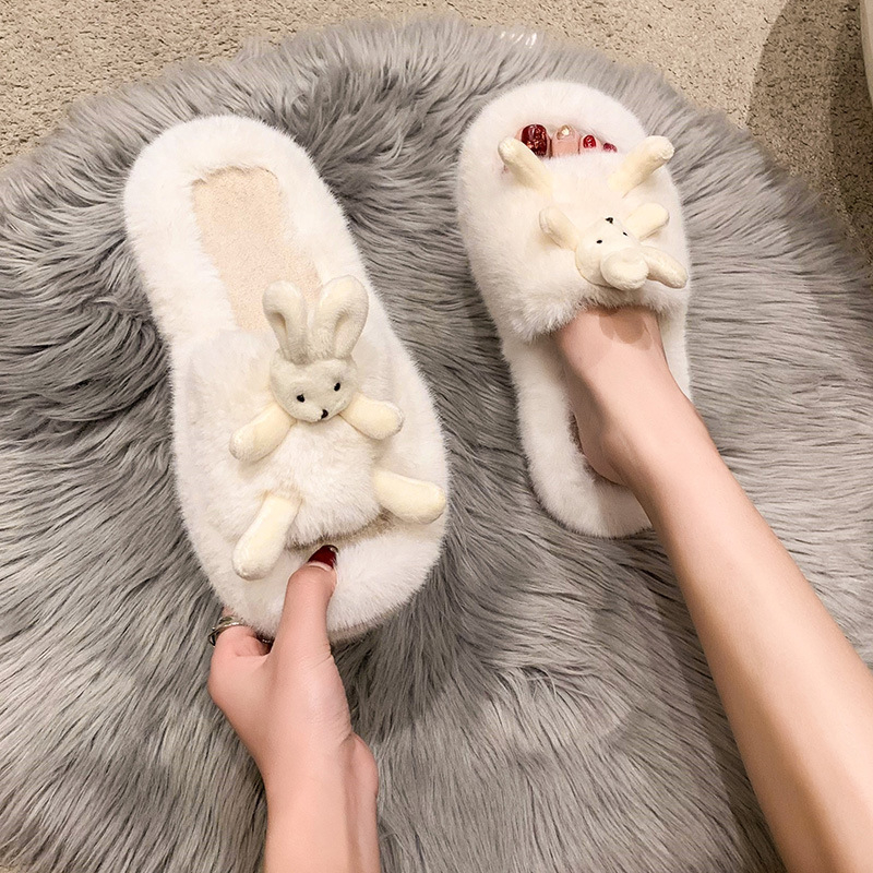 Dép Bông Dày Dặn Hình Thỏ Dễ Thương Thời Trang Thu Đông