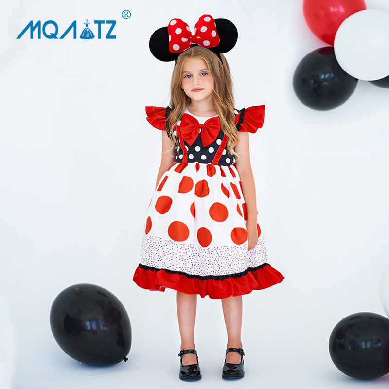 Mqatz Đầm Công Chúa Dự Tiệc Họa Tiết Chấm Bi Màu Đỏ l5563