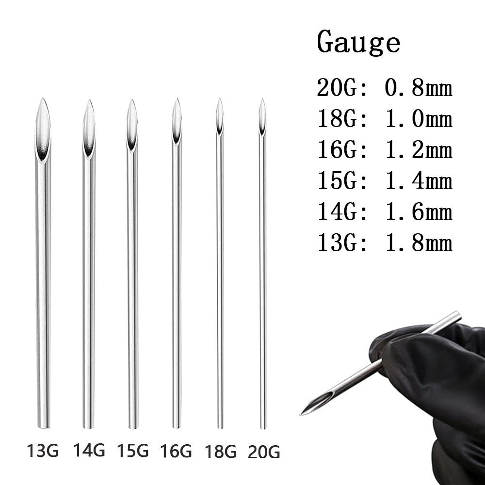 Set 3 Dụng Cụ Xỏ Lỗ Tai / Mũi / Cơ Thể 20g-13g Bằng Thép Không Gỉ Sử Dụng Một Lần