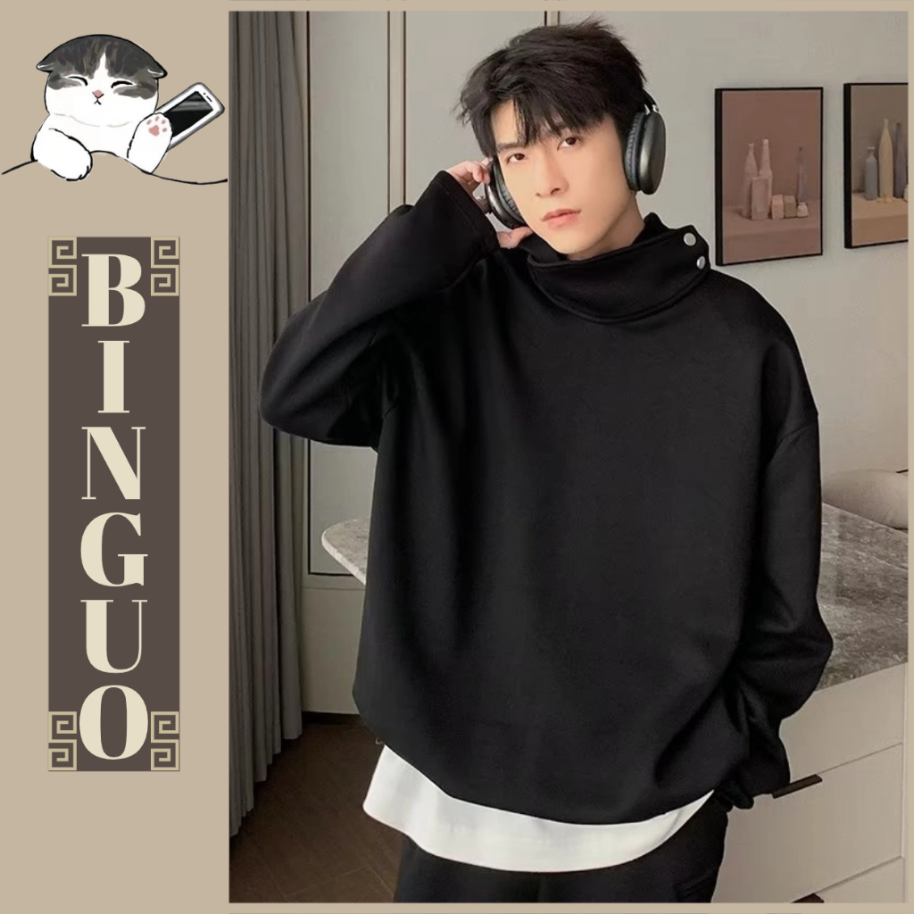 Áo Hoodie cổ lọ Màu Trơn Dáng Rộng Thời Trang Cặp Đôi Màu trơn đơn giản áo Hoodie thể thao áo trùm đầu dài tay dáng rộng vừa vặn hoodie essentials
