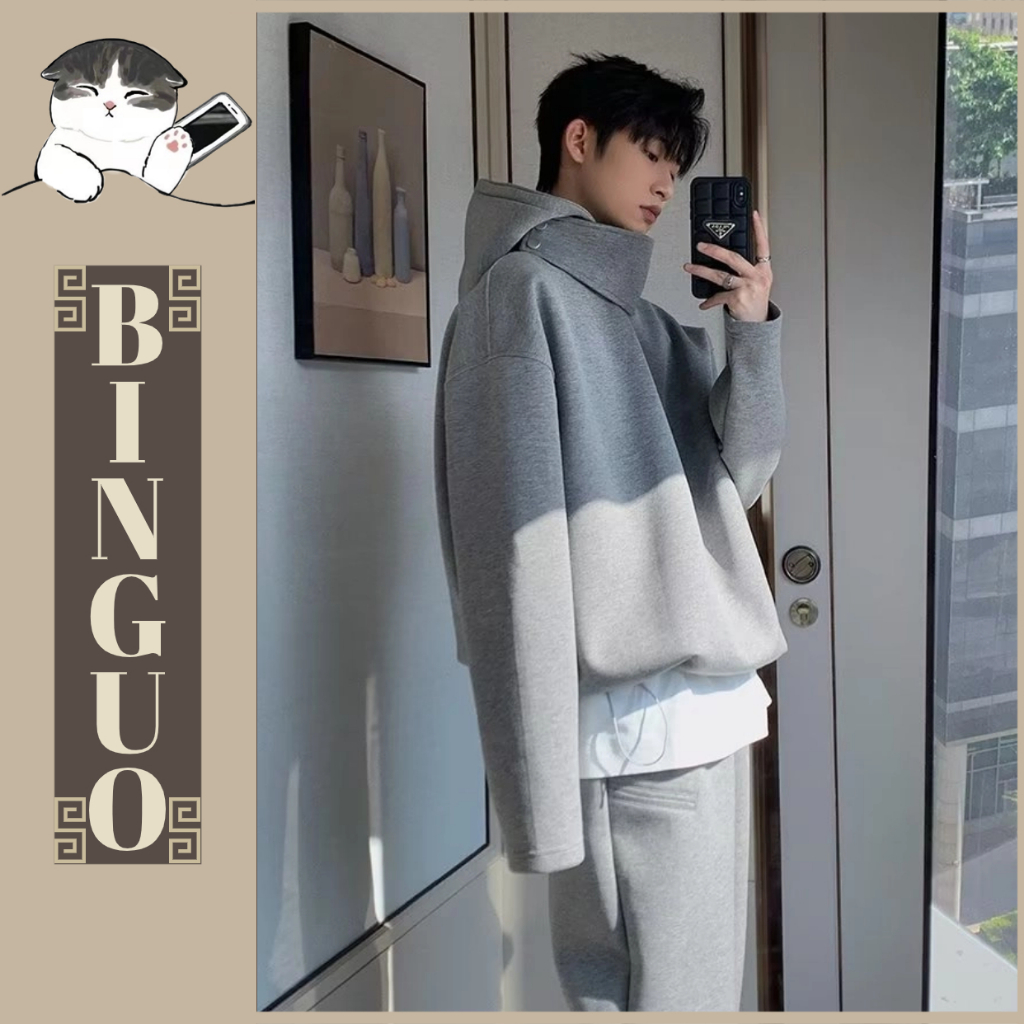 Áo Hoodie cổ lọ Màu Trơn Dáng Rộng Thời Trang Cặp Đôi Màu trơn đơn giản áo Hoodie thể thao áo trùm đầu dài tay dáng rộng vừa vặn hoodie essentials
