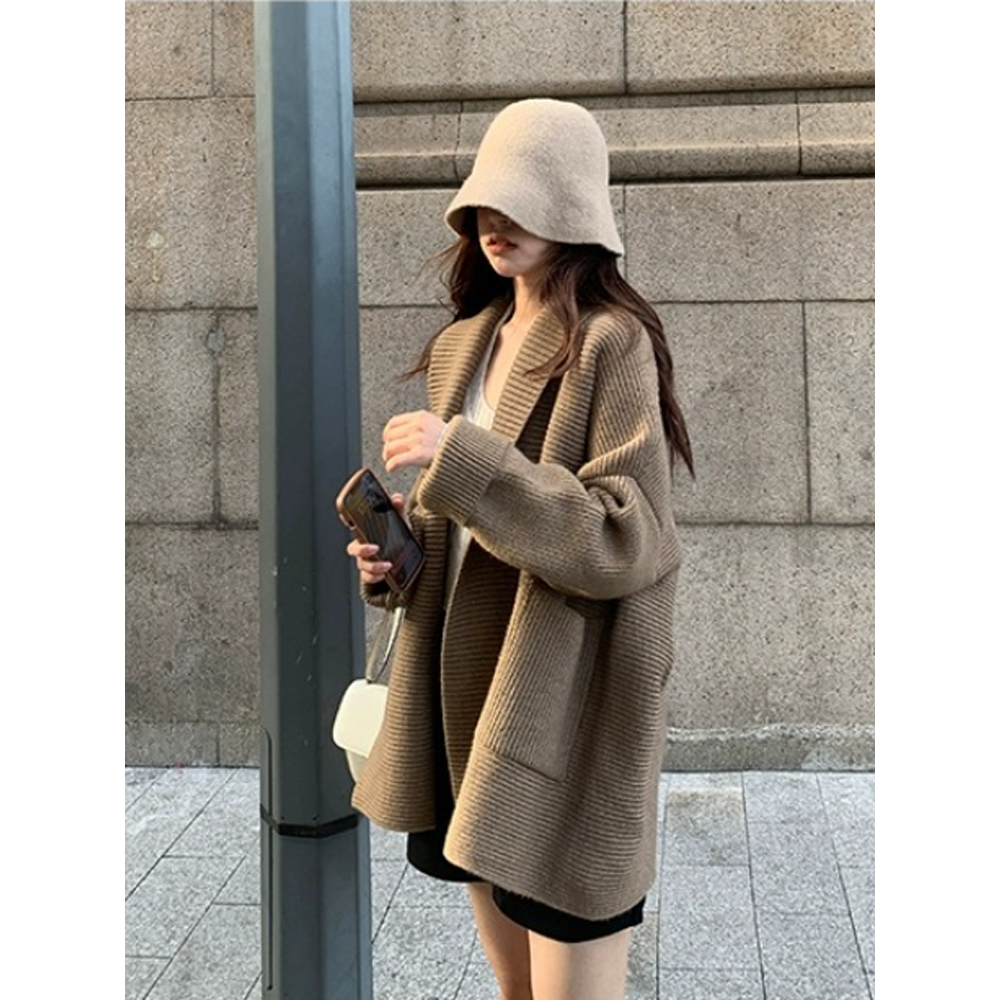 Xiaozhainv Áo Khoác cardigan Dệt Kim Tay Dài Dáng Rộng Phong Cách Hàn Quốc Thời Trang Cho Nữ