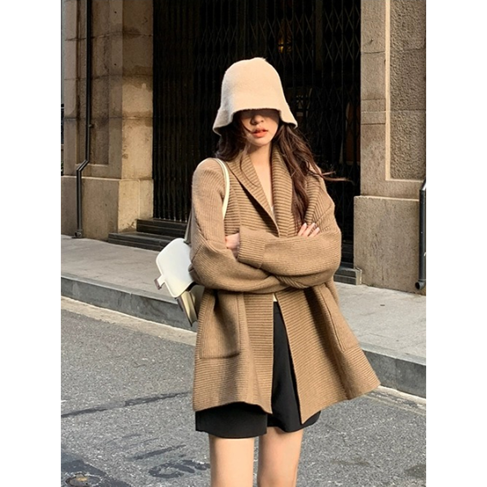 Xiaozhainv Áo Khoác cardigan Dệt Kim Tay Dài Dáng Rộng Phong Cách Hàn Quốc Thời Trang Cho Nữ